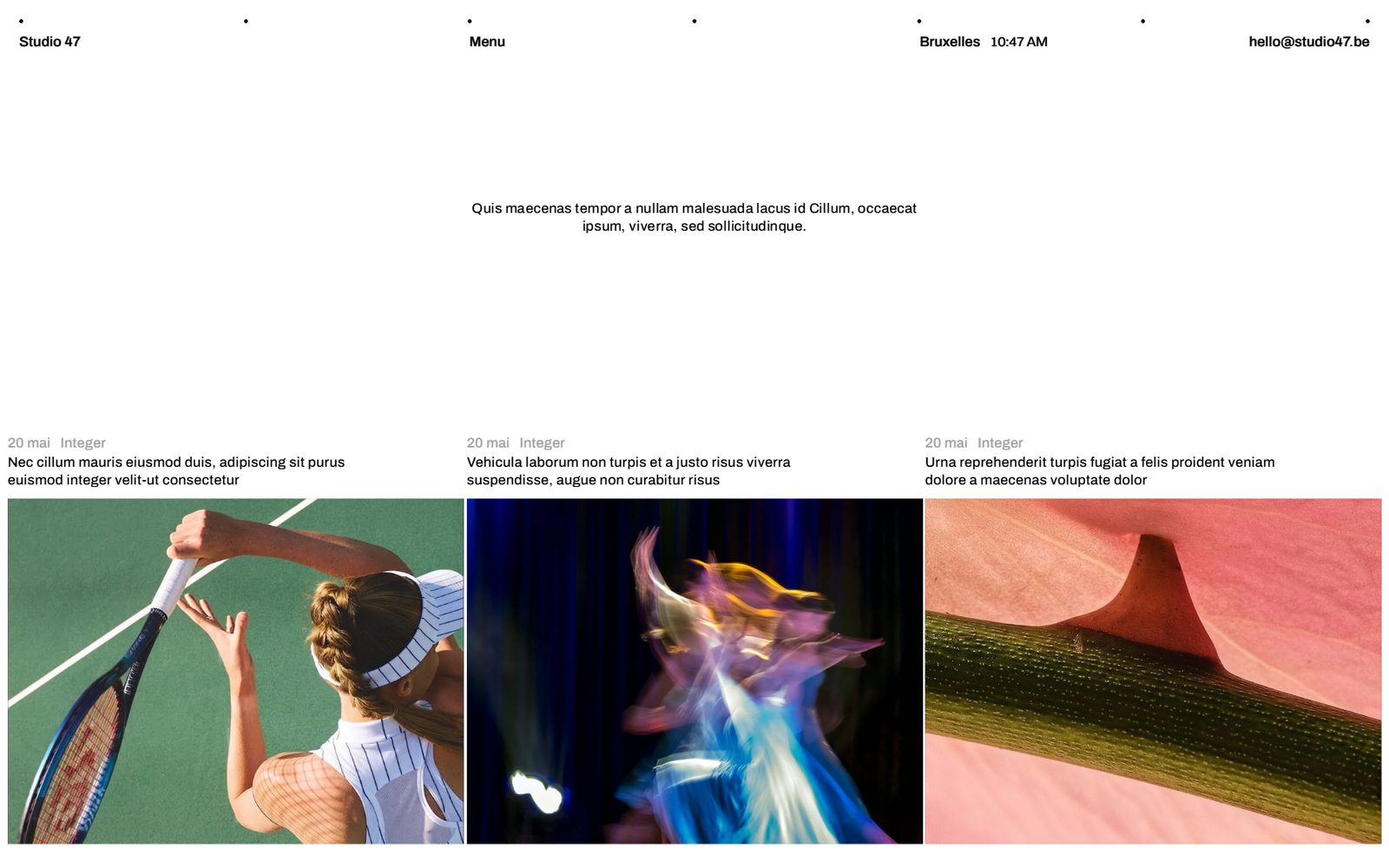 Page Journal du site Studio 47 : trois carnets de production