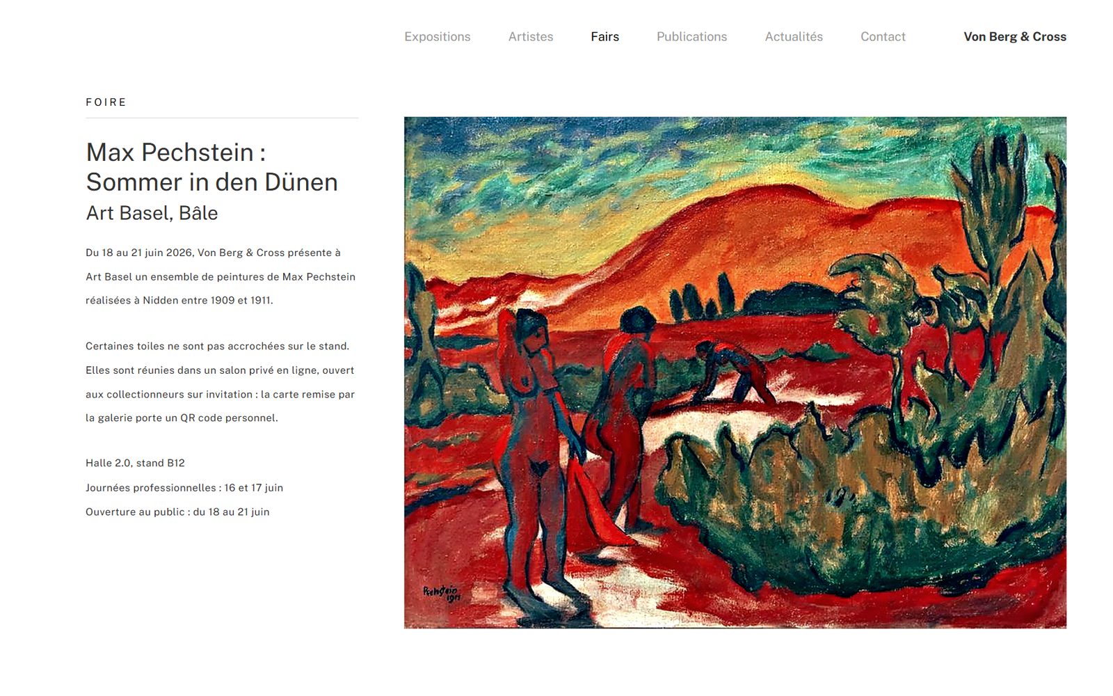 Page Fair du site Von Berg & Cross : Art Paris 2026 au Grand Palais, Paris