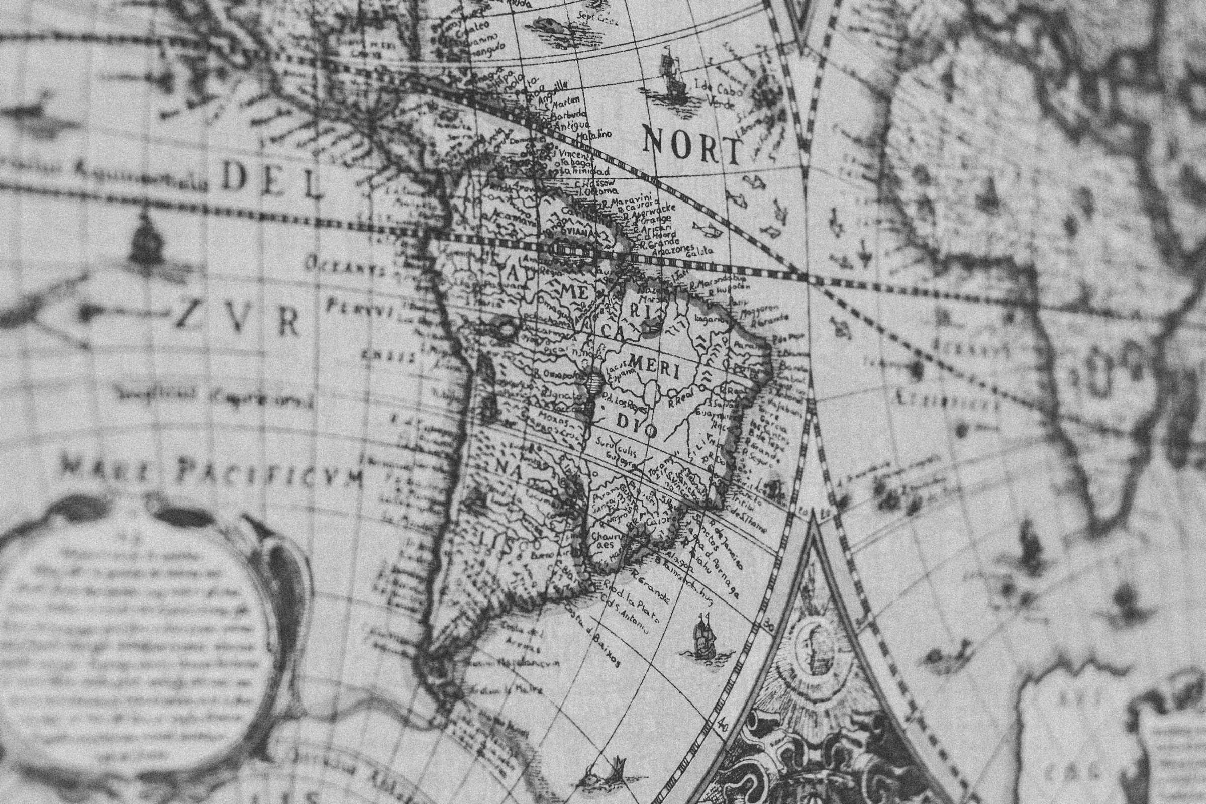 Carte marine ancienne des Amériques et de la mer des Caraïbes