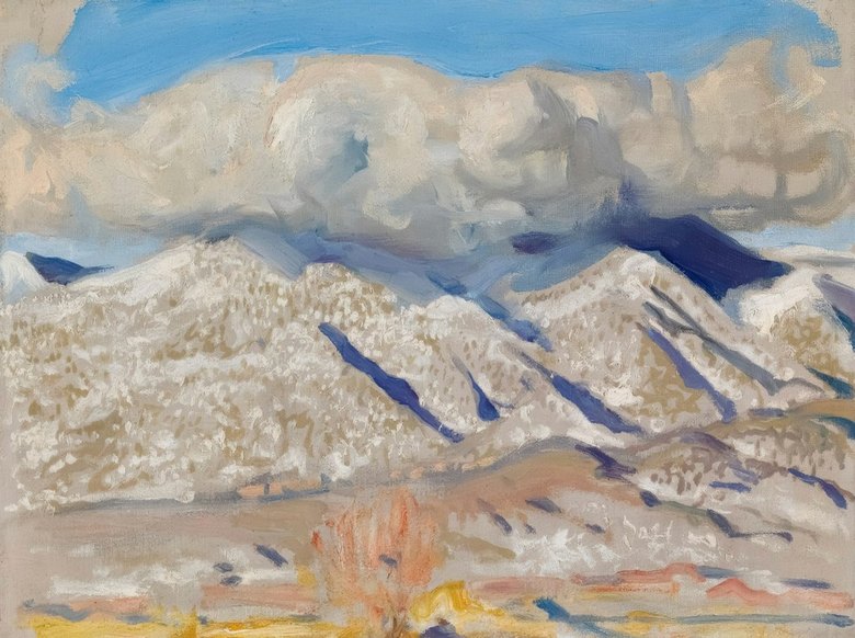 Paysage de montagnes bleues pour l’exposition Reliefs bleus