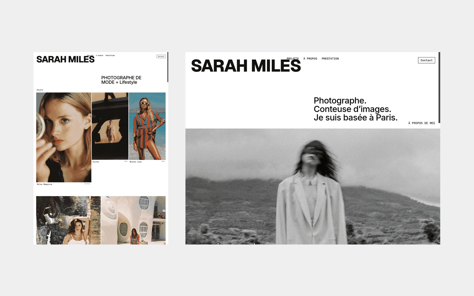 Miles Light — site de photographe en version claire, une galerie en pleine largeur